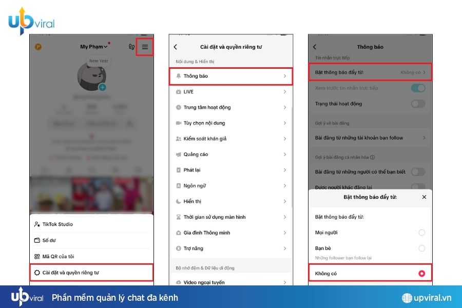 Cách Ẩn Tin Nhắn Trên TikTok Không Thông Báo Trên Màn Hình
